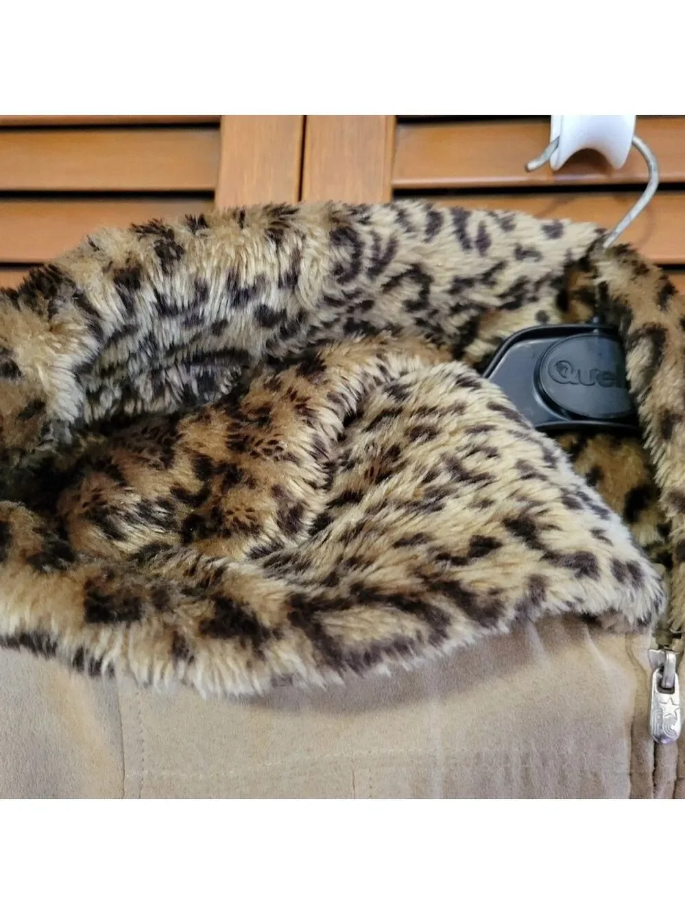Brown Faux Fur Trim Coat Size 14 Large